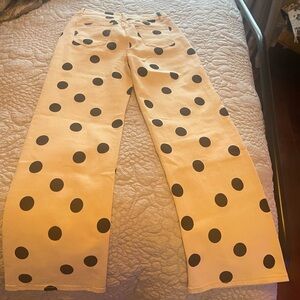 Chic Polka Dot Wide Leg Jeans